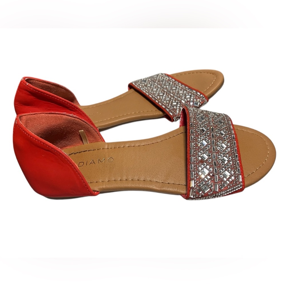 Coral and rhinestone Andiamo sandals